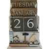 SiL Interiors Nautical Wooden Perpetual Calendar Desk Top Eternal Calendar