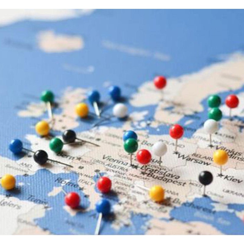 PINEPAN World Map Pin Board Small Red Card 1/8" Thumb