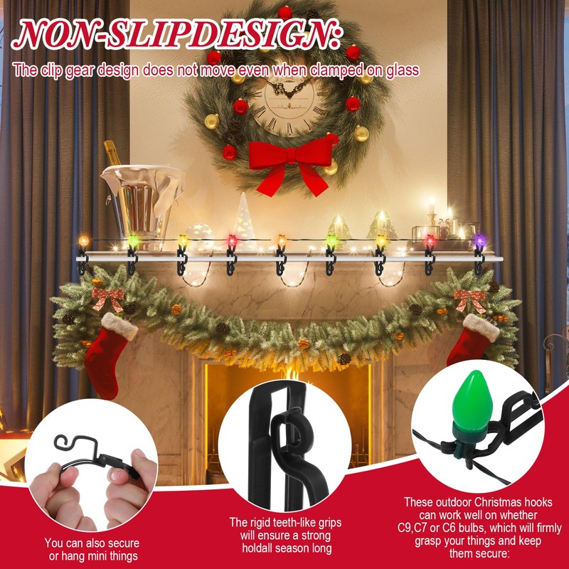 Blulu 150 Pcs Christmas Light Clips Hooks, Outdoor Universal Gutter