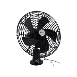 Facon 12V RV Cooling Fan with 2 Speed Switch, Dia: 8-3/4', Heavy Duty Black Metal Car Fan, for Auto Truck, RV, Camper, Trailer, Car, Buses and Boats | Facon