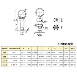 2 Pieces Locking Bolt with Pull Ring, Stainless Steel Spring Plunger, Retractable Locking Pin for Electrical Appliances (M12)