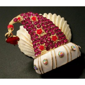 Unbranded Big SANTA CLAUS Hat STARS Rhinestone Christmas Necklace Pendant Brooch PINK