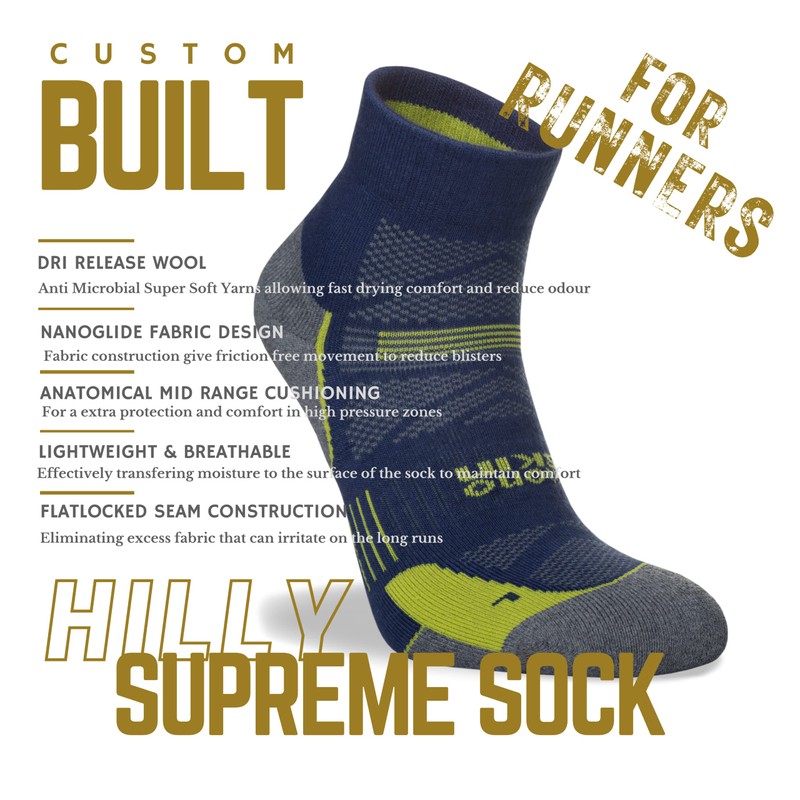 Hilly Running Socks Supreme Anklet, Midnight/Grey Marl, L EU