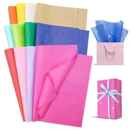 120 Sheets Glitter Tissue Paper 20"x14", 12 Assorted Colors Tissue Paper for Gift Bags, Decorative Wrapping Papers Bulk for DIY Crafts, Birthdays, Weddings & Packaging
