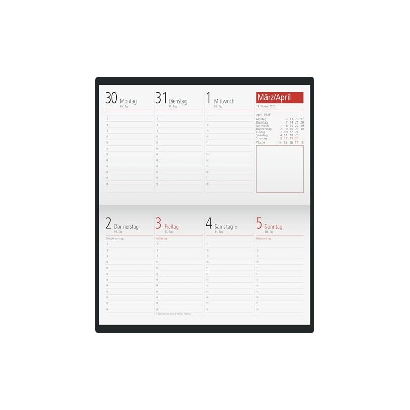 rido/idé Pocket Calendar Mod. TM 17/Contacter 2026 | A6 Landscape,
