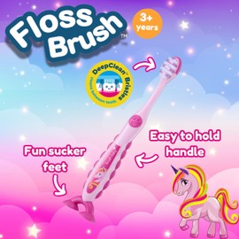 Brush-Baby Unicorn FlossBrush™ Bristles Toothbrushes 3-6 Years - Pack of 4 Brushes