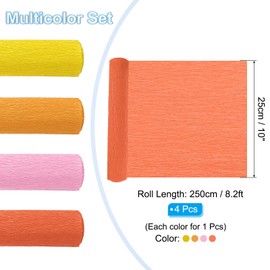 PATIKIL 32.8ft Crepe Paper Roll, 4 Roll 4 Colors 10" Width Soft Paper Streamer Sheet for Craft Flower Making Wrapping Party Birthday Wedding Decoration Christmas, Orange Yellow Series