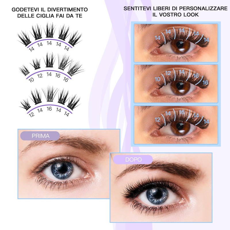 False Eyelashes Eyelash Extension Kit 144 Pieces D Curl 10-16mm
