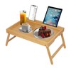 Bed Tray Table with Handles Folding Legs, Bamboo Breakfast Food