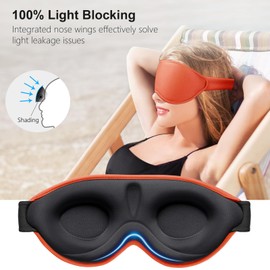 Gritin 100% Light Blocking Sleep Masks for Men & Women - Zero Eye Pressure Sleeping Eye Mask - 3D Ergonomic Design Eye Movement and Eyelash Friendly, Ultra Soft Comfortable Eye Mask-Orange