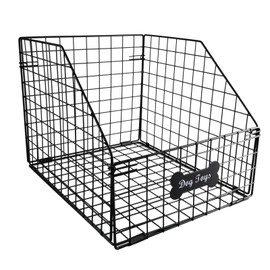 Large Dog Toy Basket,Pet Storage Box Toys Bin Metal Organizer Container Dogs Wire Rack Baskets Food Bins for Living Room Boxes Outdoor Plastic Supplies Organizers Puppy Cat Black Cabinet Chest.