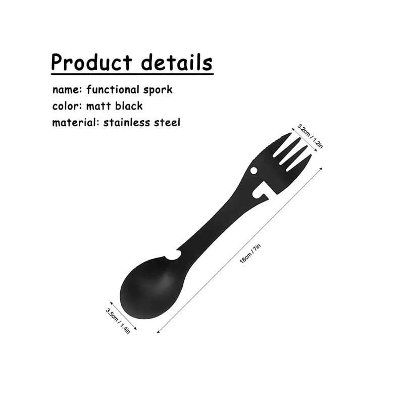 Utility Camping Spork Functional Spork Stainless Steel Spork Outdoor Spoon