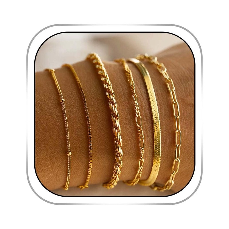 Sinalty Gold Bracelets Pack Cuban Link Chain Bracelet Dainty Jewelry