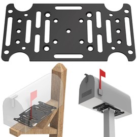 KOPKIO Universal Mailbox Mounting Bracket, Black Steel, Post Mount, 4mm Thick, Fits Most Sizes, Bottom Mount, Includes Hardware