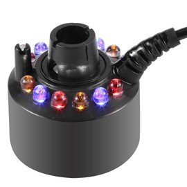 Fountain Mist Maker 1Pc 12LED Colorful Mist Maker para Fuente de Agua Estanque con Adaptador de Corriente 110-240V Enchufe de EE. UU. Para Tanque de Peces, Fuentes Interiores o Exteriores, etc(US)
