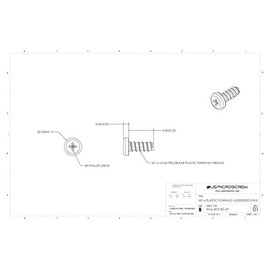 M1.6 X 4mm Plastic Thread Forming Screw Black Zinc Plated Steel Undersized Pan Head Phillips Drive (100 Pcs) - M16-40-P-BZ-UP