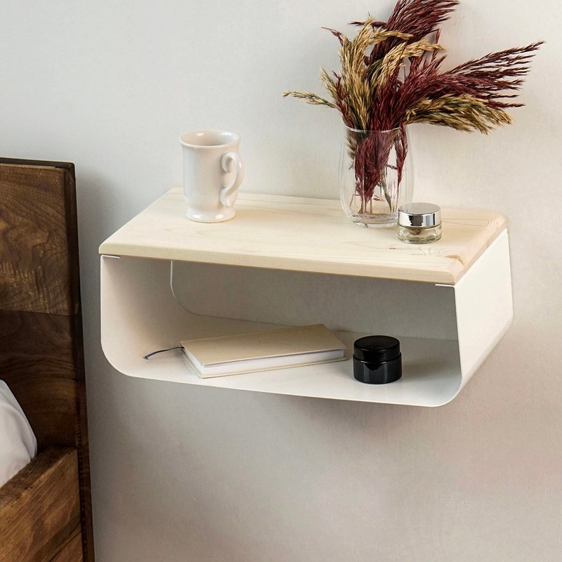 Floating Nightstand with Spruce Top | Modern Bedroom Decor |