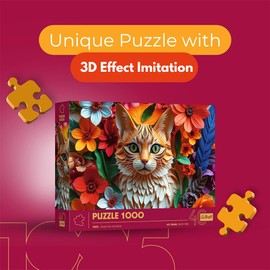 Trefl 3D Effect, Cat-1000 Pieces-40th Anniversary, Art Paper Art, Premium Puzzle for Adults and Teens from 14 Years, Multicoloured, 40040