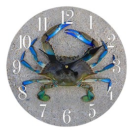 NUEVO Muro de 33 x 33 cm Cangrejo, madera reloj de pared Home Decor Marino Náutico Costero Playa