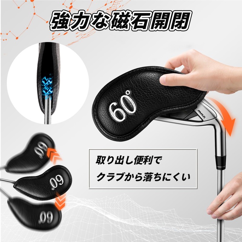 Golf Wedge Cover Magnetic Club Head Cover Set 3pcs (52°