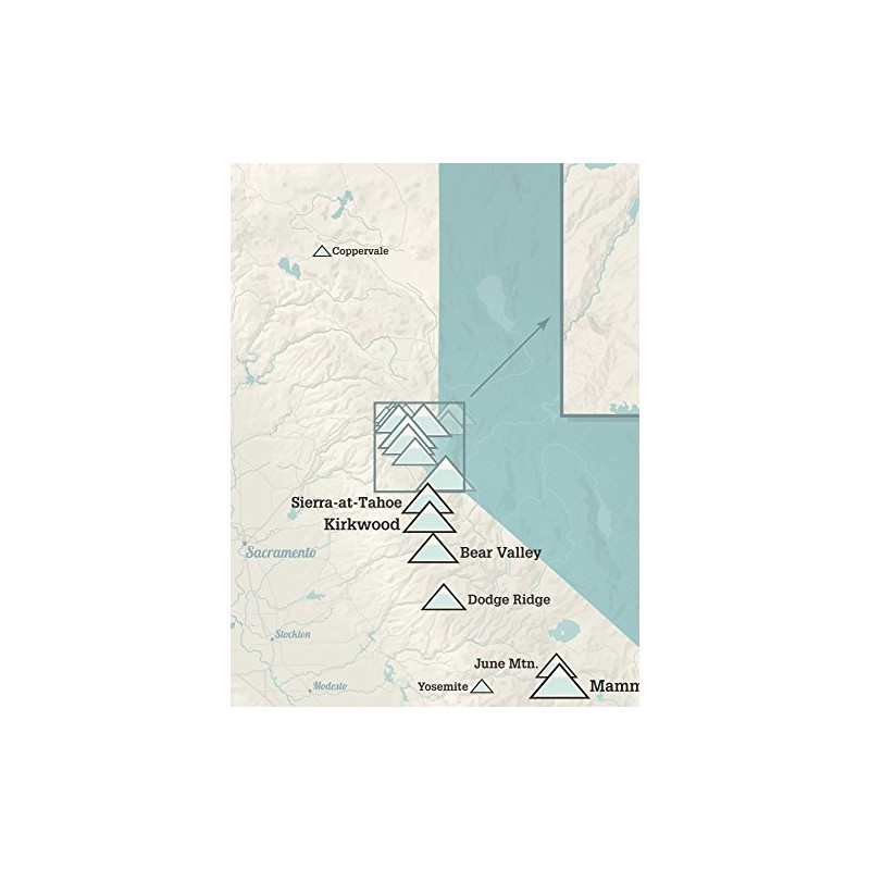California Ski Resorts Map 18x24 Poster (Beige & Opal Blue)