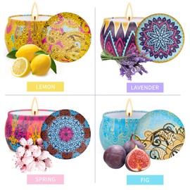 Candle Gifts Set Gift for Women Bohemian Scented Soy Candles, 4.4 oz Aromatherapy Candles Stress Relief, Birthday Gifts for Women, 4 Pack Candle Gift Set for Thank You Gifts, Thanksgiving, Christmas