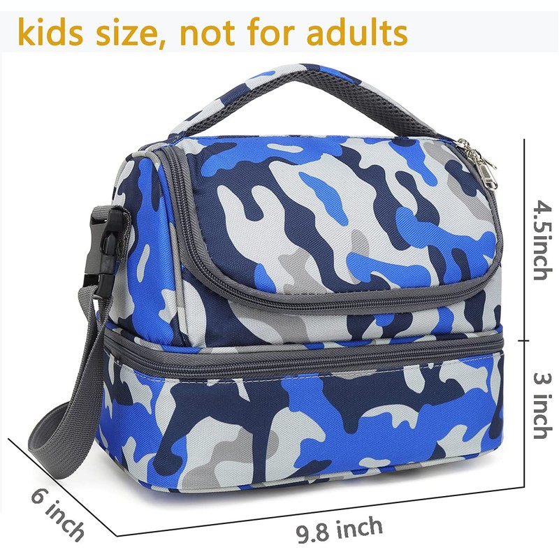 FlowFly Kids Double Decker Cooler Insulated Lunch Bag Large Tote