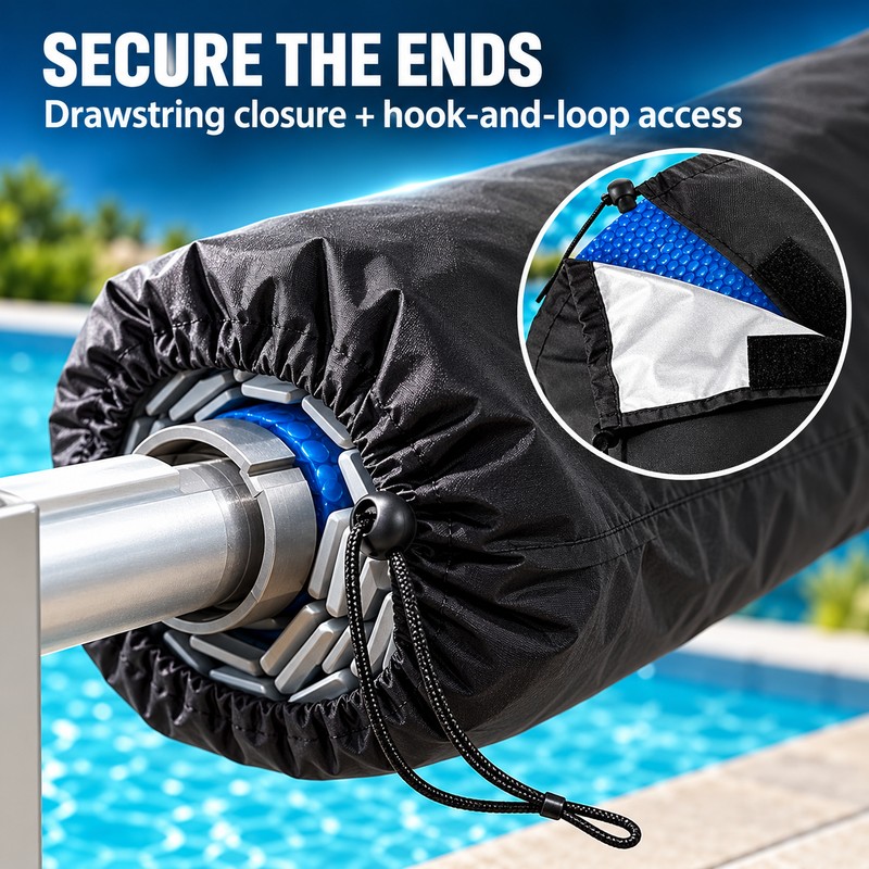 16 Ft Pool Solar Reel Protective Cover, Black Oxford Cloth