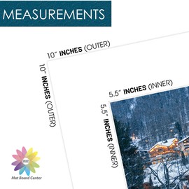 Mat Board Center, Pack of 10, 10x10 for 6x6 White Photo Picture Mats - Acid Free, 4-ply Thickness, White Core - for Pictures, Photos, Framing