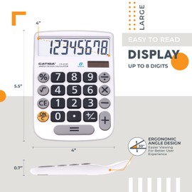 CATIGA CD-8185 Office and Home Style Calculator - 8-Digit LCD Display - Suitable for Desk and On The Move use. (White)