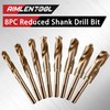 AIMLENTOOL Reduced Shank Drill Bit Set, 8Pcs High-Speed Steel, 1/2”