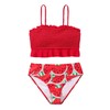 WDIRARA Girl's 2 Piece Set Watermelon Print Swimwear Smocked Ruffle