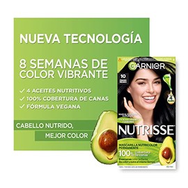 Garnier, Paquete De 6 Tintes Nutrisse Tono 10 Ebano Negro