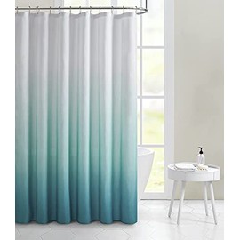 GoodGram Basic Multi Colored Fabric Ombre Shower Curtains - Assorted Colors (White/Turquoise)