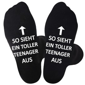 Jeasona Men's Socks 43-46 Non-Slip Cotton Gifts for Birthday, Black-Teen