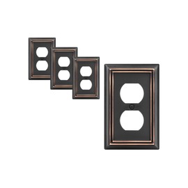 DEWENWILS 4-Pack Duplex Wall Plate, Metal Wall Outlet Cover for Receptacle, Light Switch, Aged Bronze
