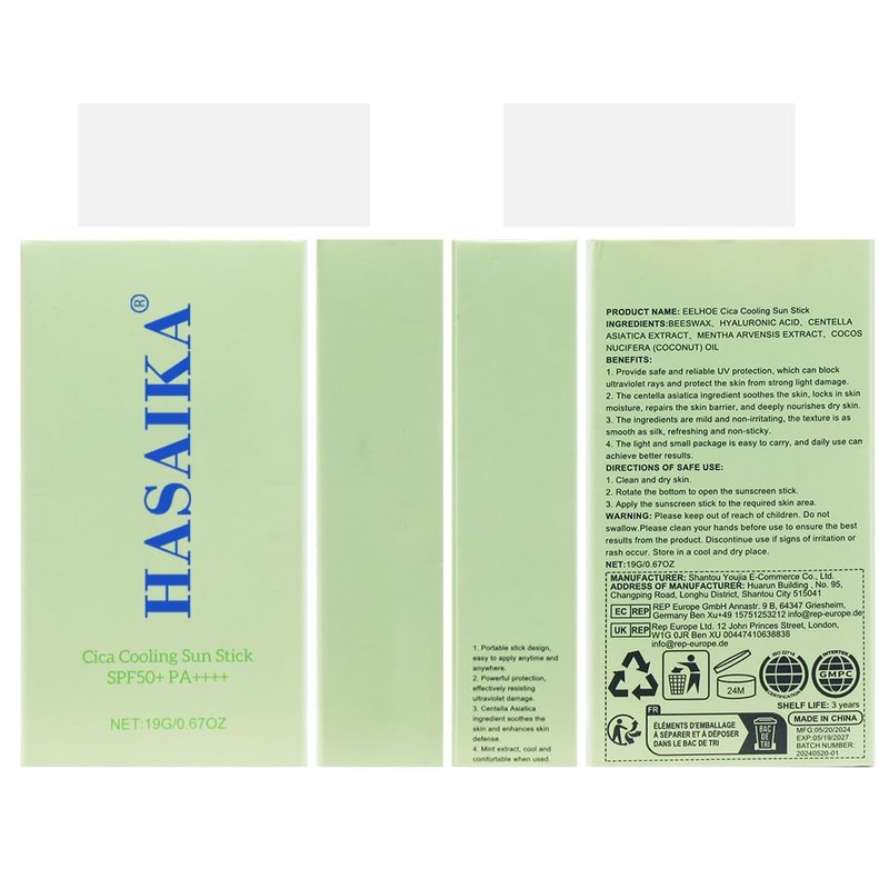 HASAIKA® Sun Protection Stick for Face, Moisturising Sun Stick, Sun