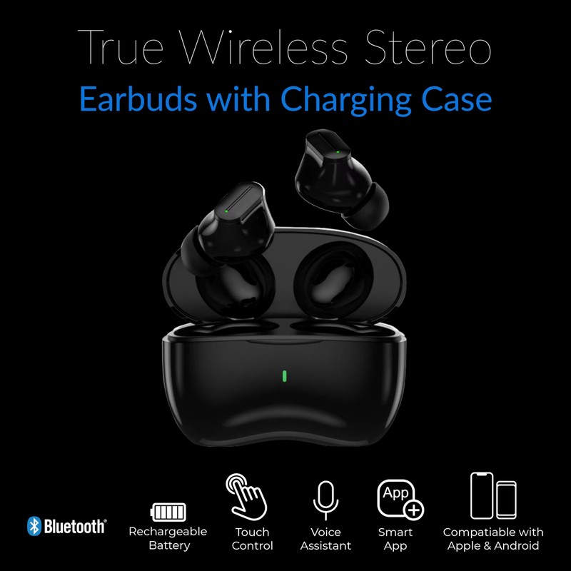 SuperSonic IQ Sound True Wireless Earbuds with Charging Case