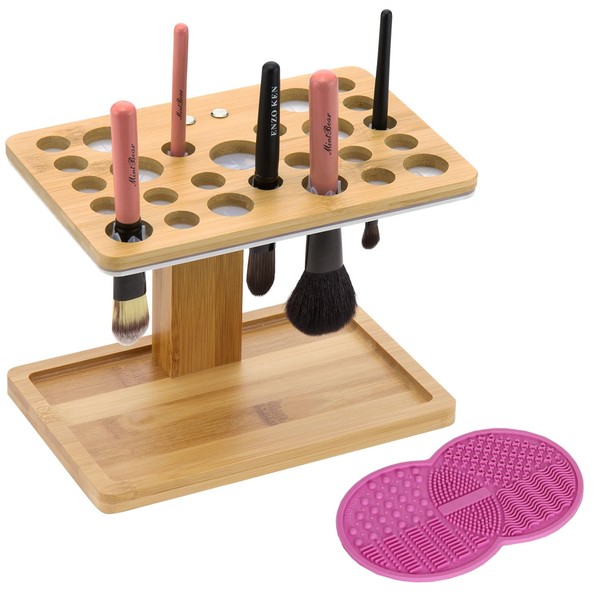 JackCubeDesign Bamboo Brush Makeup Cosmetic Air Drying Rack Tower Acrylic