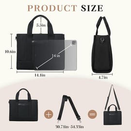 Chase Chic Canvas Tote Bag with Zipper for Women - Multi Pocket Shoulder Crossbody Bag with Compartments - Large Capacity Casual Versatile Handbag Suitable for Work Travel (Black)