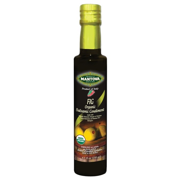 Mantova Organic Fig Balsamic Vinegar of Modena, Perfect for Salad Dressing, Pasta Salad, Ice Cream and Cocktails, 8.5 oz