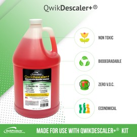 QwikDescaler + Concentrated Descaler Solution, Tankless Water Heater Descaling Solvent for Heat Exchanger, Quickly Dissolves Scale, Lime, Tarnish and Deposits, 1 Gallon