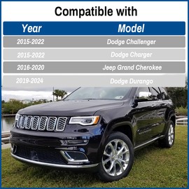 GTOWNWORKS 2.52Inch 63.9MM Wheel Center Cap for 2015-2024 Dodge Challenger Charger Durango Jeep Grand Cherokee Rim Hubcap Replacement Covers 5QW99DD5AA 5QW99SZ0AA 5QW99TRMAA, 4 PCS, Chrome Silver