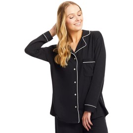 Lusome Pajama Tops for Women, Cooling Sleep Shirt for Hot Flash Relief and Night Sweats, Cooling PJs for Hot Sleepers, Noir L