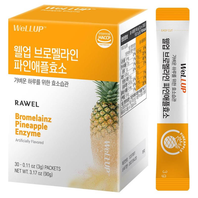 RAWEL Enzimas digestivas de bromelina (3 g, 30 sobres, piña)
