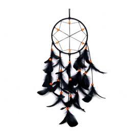 WisePoint Dream Catcher, Handmade Dream Catcher Wall Hanging Bedroom Decorations with Feathers and Beads, Wall Decorations for Bedroom, Living Room (Black)