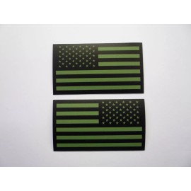 SET OF 1 FWD & 1 RVS USA OD GREEN ON IR MB 3.5" X 2" SOLAS STICKER DECALS