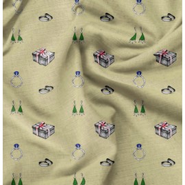 Soimoi Beige Japan Crepe Satin Fabric Gift Box & Jewellry Women Printed Craft Fabric by The metre 42 Inch Wide