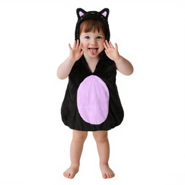 VZQI Baby Unisex Plush Animal Outfit Toddlers and Kids Cat Sleeveless Hooded Dress 2'-2'4''