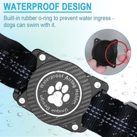 Ytanest Reflective AirTag Dog Collar, Waterproof Air Tag Dog Collar Holder, Luminous,Comfortable and Durable Padded Heavy Duty Dog Collars for Small Medium Large Dogs, Black, S